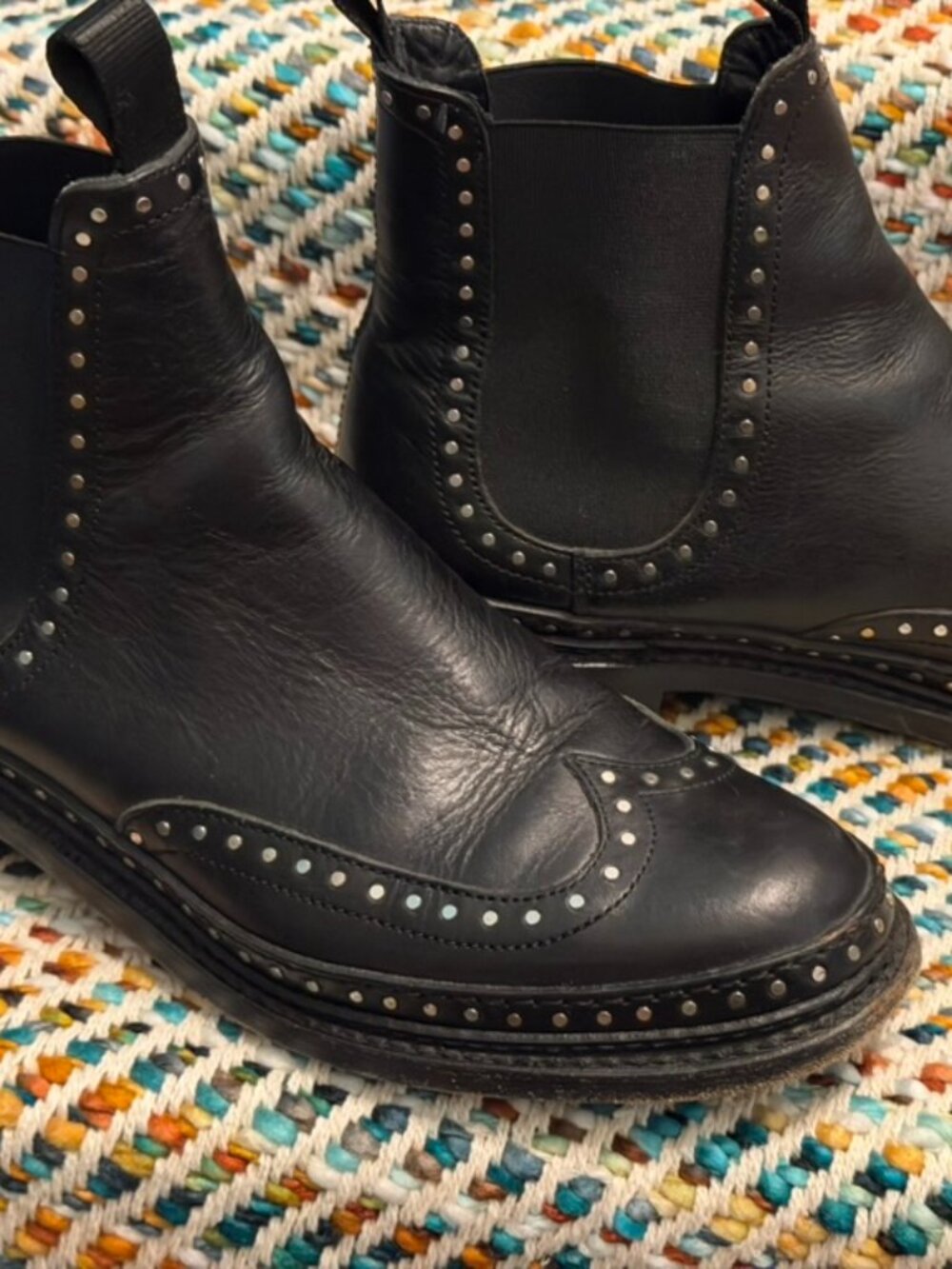 Rag & Bone Benson Chelsea Boots Black Studded Leather Ankle Boots 38 / 7.5 - Picture 13 of 16